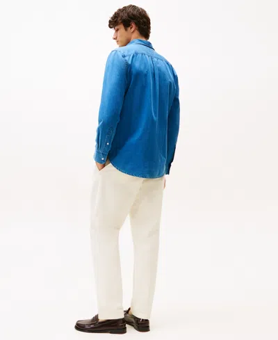 Tommy Hilfiger Men's Regular-fit Cotton Chambray Shirt In Blue