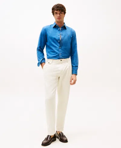 Tommy Hilfiger Men's Regular-fit Cotton Chambray Shirt In Blue