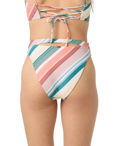 O'neill Juniors' Equator Stripe Max High Rise Swimsuit Bottoms In Multi