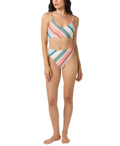 O'neill Juniors' Equator Stripe Max High Rise Swimsuit Bottoms In Multi
