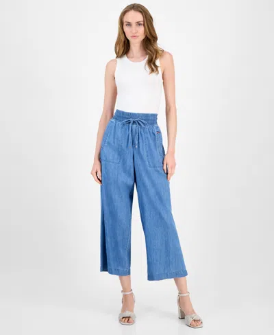 Tommy Hilfiger Women's Chambray Drawstring-waist Pants In Animal Print