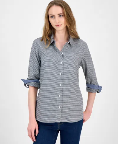 Tommy Hilfiger Women's Coquette Check Cotton Shirt In Blue