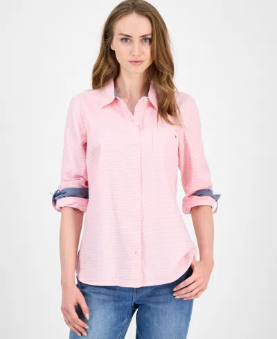 Tommy Hilfiger Women's Coquette Check Cotton Shirt In Pink