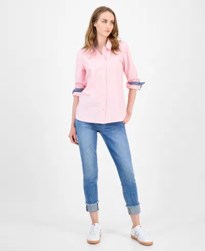 Tommy Hilfiger Women's Coquette Check Cotton Shirt In Pink