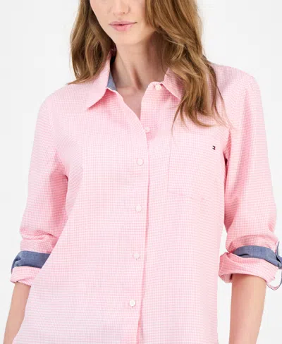 Tommy Hilfiger Women's Coquette Check Cotton Shirt In Pink