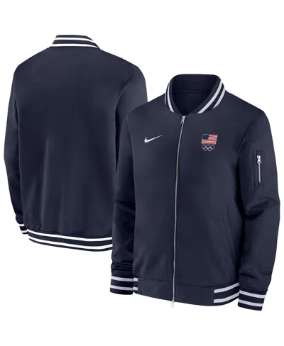 Nike Men's Navy Team Usa Full-zip Bomber Jacket In Blue