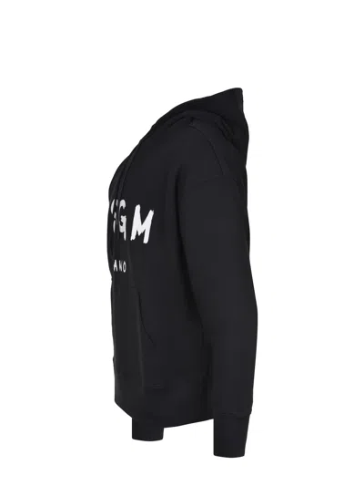 Msgm Logo-print Drawstring Hoodie In Black