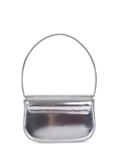 Diesel 1dr Shoulder Bag In Mirrored Leather Color Silver