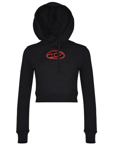 Diesel F-slimmy Cotton Blend Sweatshirt In Black