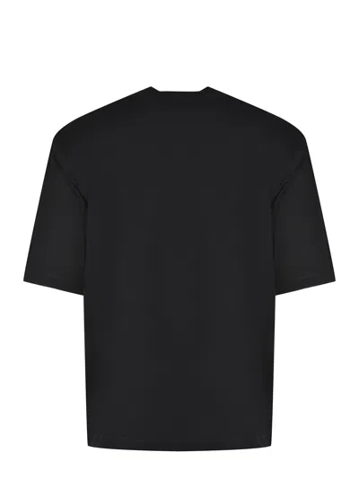 Dsquared2 Men Black Crewneck T-shirt With Logo Lettering On The Front In Cotton Man In Black