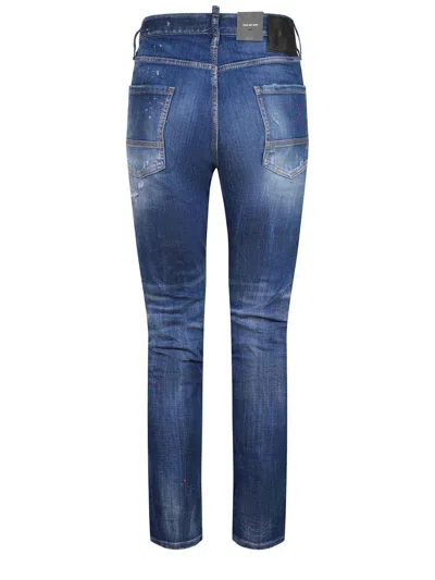 Dsquared2 Blue Distressed Jeans In Animal Print