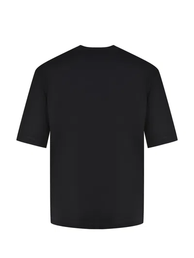 Dsquared2 Loose Fit Tee Logo Dsq2 Milano Sbiadito Effetto Texture Jersey Di Cotone T-shirt In Black