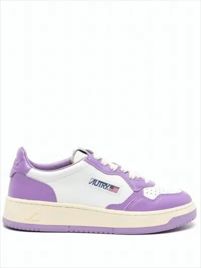 Autry Low-top Sneakers With Lavender Overlays And Padded Collar In Multi