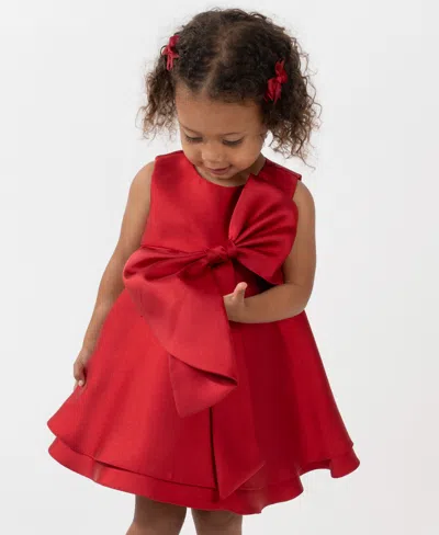 Rare Editions Baby Girls 2-piece Mikado Dress And Diaper Cover Set In Red