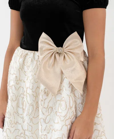 Rare Editions Girls 7-16 Puff Sleeve Lace Dress With Bow In Multi