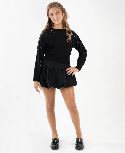 Rare Editions Girls 7-12 2-piece Sweater And Skort Set In Black