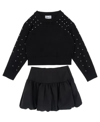 Rare Editions Girls 7-12 2-piece Sweater And Skort Set In Black