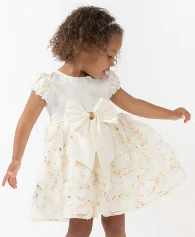 Rare Editions Baby Girls 2-piece Satin Bodice 3d Flower Jacket Dress And Diaper Cover Set In Animal Print