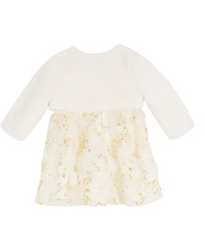 Rare Editions Baby Girls 2-piece Satin Bodice 3d Flower Jacket Dress And Diaper Cover Set In Animal Print