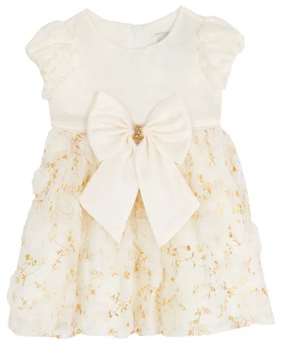 Rare Editions Baby Girls 2-piece Satin Bodice 3d Flower Jacket Dress And Diaper Cover Set In Animal Print