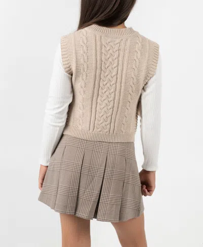 Rare Editions Girls 7-12 3-piece Top, Vest And Skort Set In Multi