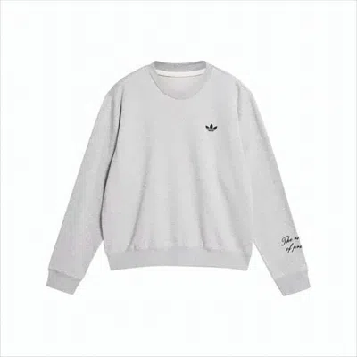 Wales Bonner Light Grey Long-sleeve Crewneck Sweatshirt With Minimalist Detailing In Gray