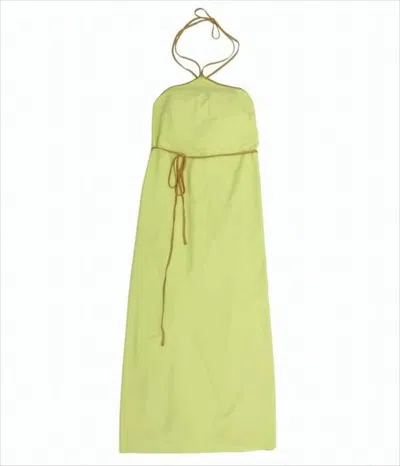 Baserange Silk Midi Dress With Halter Neckline In Yellow