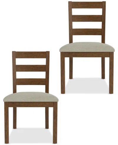 Macy's Davie 2 Pc. Ladder Side Chair Set In Brown
