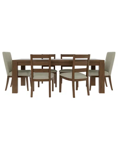 Macy's Furniture Davie Cracked Oak And Fabric Rectangle 7-pc. Dining Set In Brown