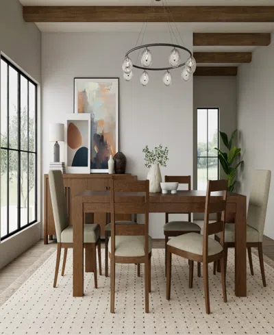 Macy's Furniture Davie Cracked Oak And Fabric Rectangle 7-pc. Dining Set In Brown