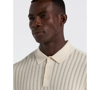 Perry Ellis Men's Textured Front Polo Sweater In Neutral