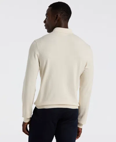 Perry Ellis Men's Textured Front Polo Sweater In Neutral