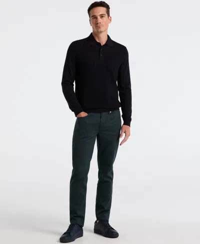 Perry Ellis Men's Textured Front Polo Sweater In Black