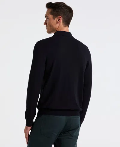 Perry Ellis Men's Textured Front Polo Sweater In Black