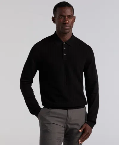Perry Ellis Men's Long Sleeve Polo Shirt In Black