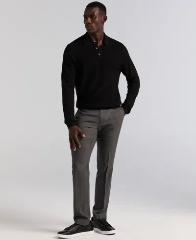 Perry Ellis Men's Long Sleeve Polo Shirt In Black