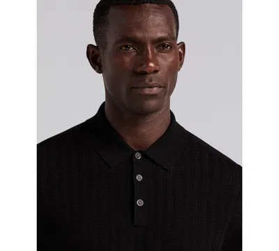Perry Ellis Men's Long Sleeve Polo Shirt In Black