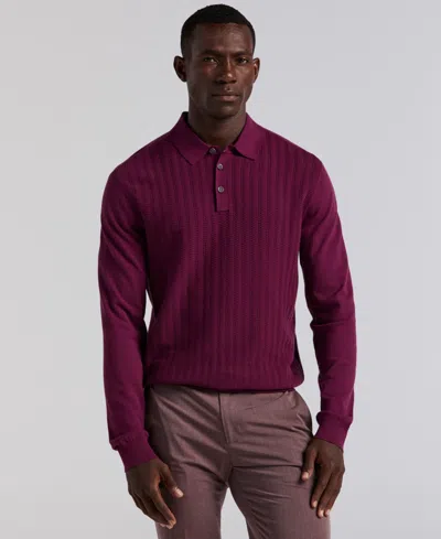 Perry Ellis Men's Long Sleeve Polo Shirt In Purple