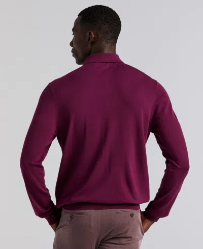 Perry Ellis Men's Long Sleeve Polo Shirt In Purple