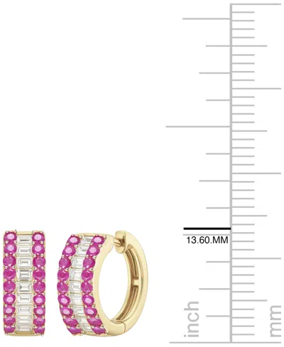 Macy's Gemstone And Diamond Earrings (1/4 Ct.t.w.) In 14k Gold And White Gold In Gold