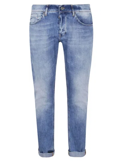 Dondup George Stonewashed Cotton Blend Pants In Blue