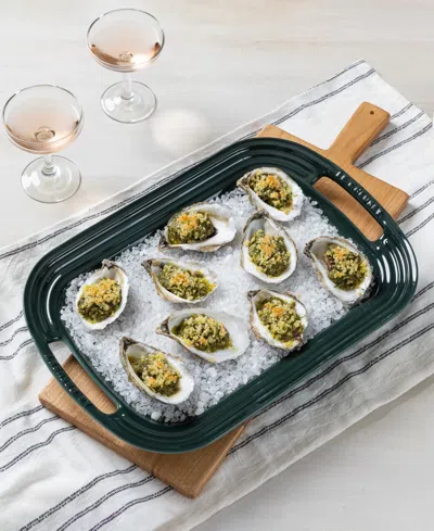 Le Creuset Stoneware 14" Serving Platter In Green