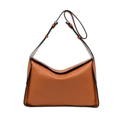 Gianni Chiarini Penelope Handbag In Double Grain Leather In Brown