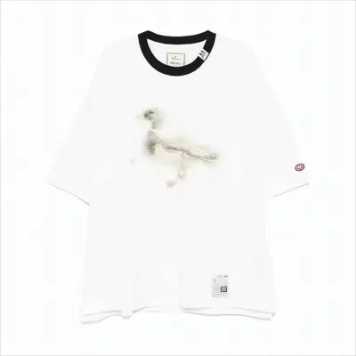 Miharayasuhiro Relaxed Fit White T-shirt With Blurred Duck Graphic In White