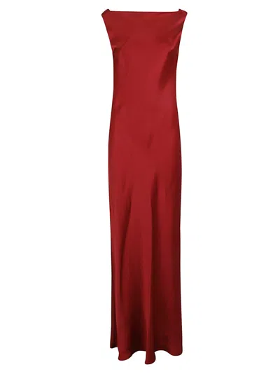 Antonelli Floor-length Red Dress With Cowl Neckline And Sleek Silhouette In Red