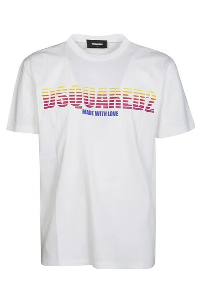 Dsquared2 Cotton Crew-neck T-shirt With Logo Print In White
