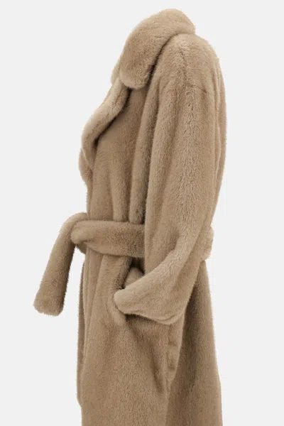 Herno Soft Alternative Fur Coat In Neutral