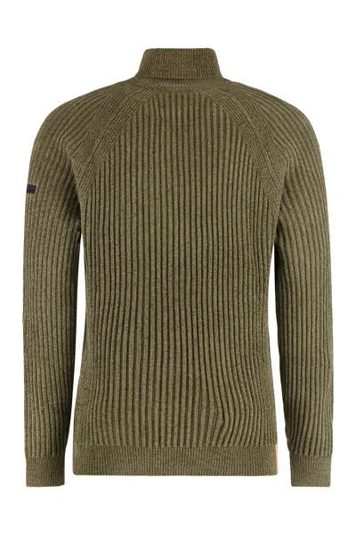 Rrd - Roberto Ricci Design Velvet Rave Turtleneck Sweater With Ribbing In Green