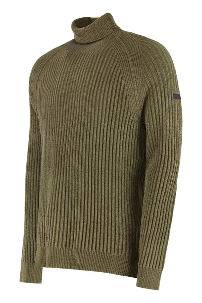 Rrd - Roberto Ricci Design Velvet Rave Turtleneck Sweater With Ribbing In Green