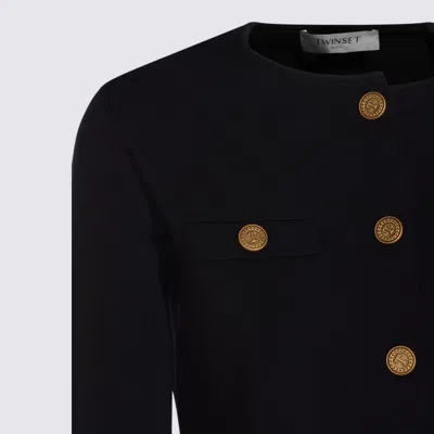Twinset Black Viscose Casual Jacket In Black